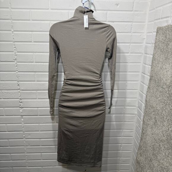 James Perse Standard NWT Long Sleeve Midi Turtleneck Dress Concrete Gray Sz 0 - Picture 4 of 13